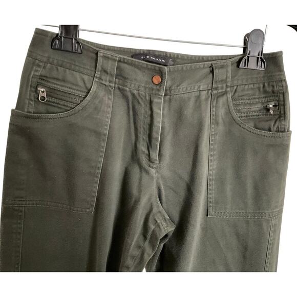 Elie Tahari Womens 8 Green Pants Button Side Stretch Straight Pocket Casual Chic - Picture 8 of 10